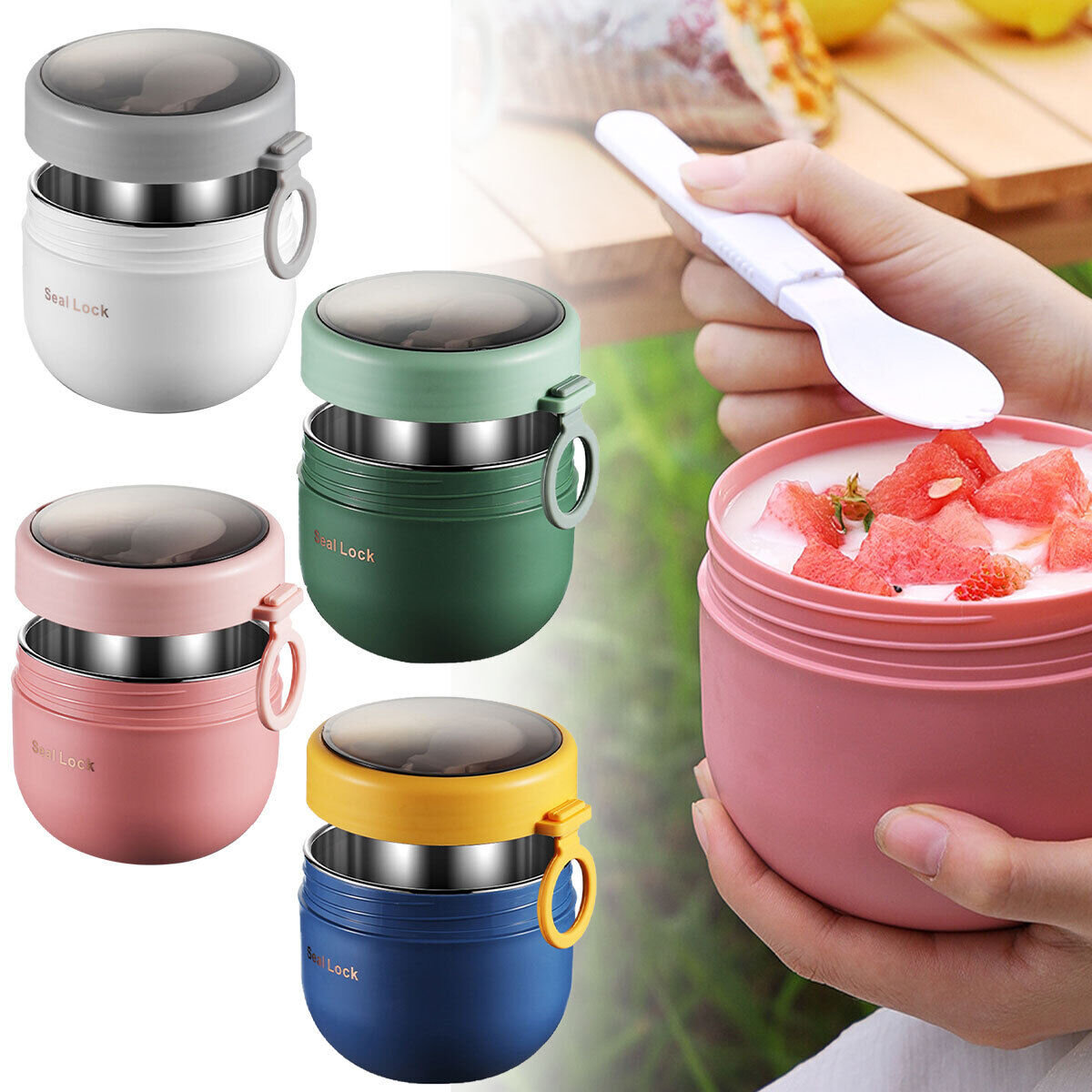 Baby Food Warmer Portable - Fiambrera de acero inoxidable de 600ML,