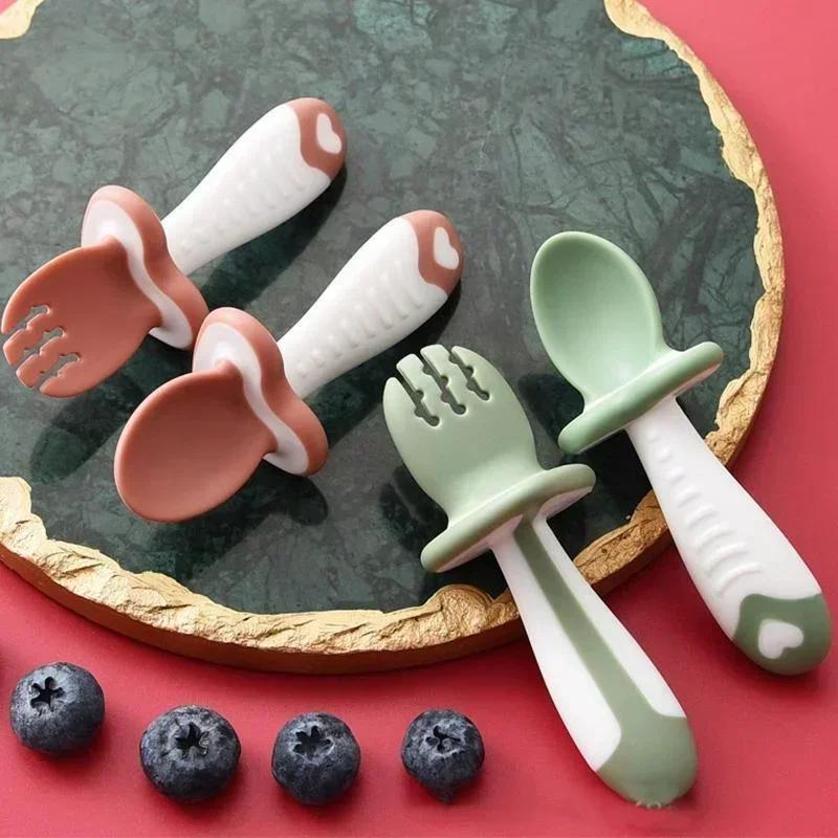 Cuchara y tenedor para bebé, j - Weaning Spoon Set reseña y precio